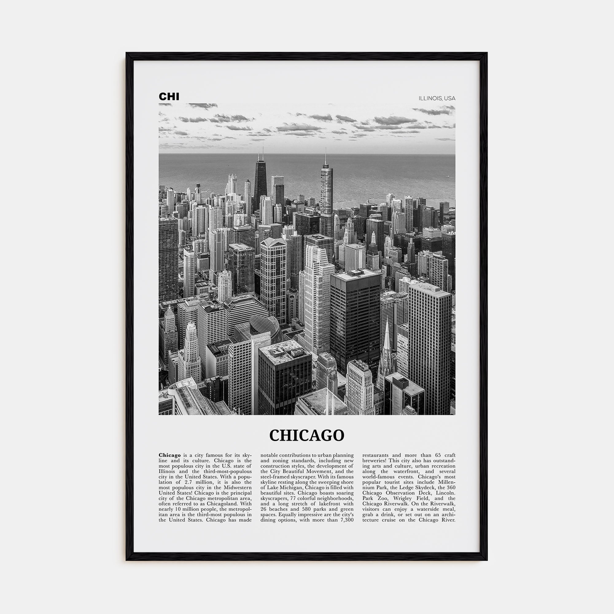Chicago Travel B&W No 1 Poster