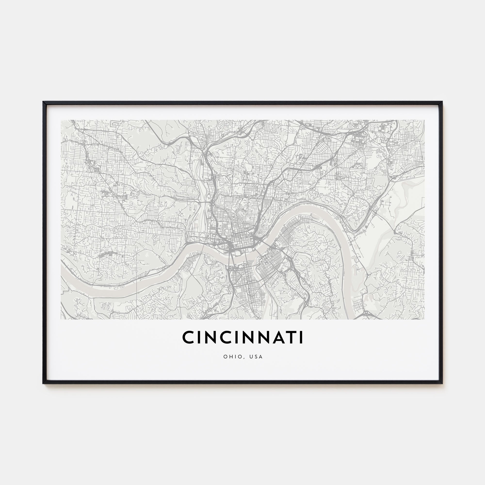 Cincinnati Map Landscape Poster