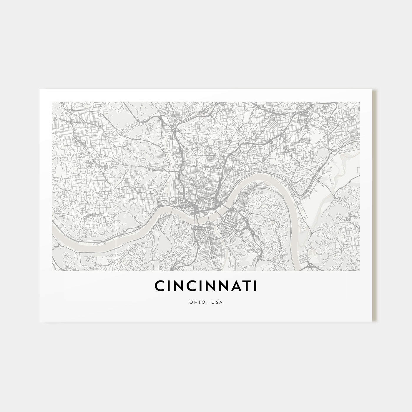 Cincinnati Map Landscape Poster