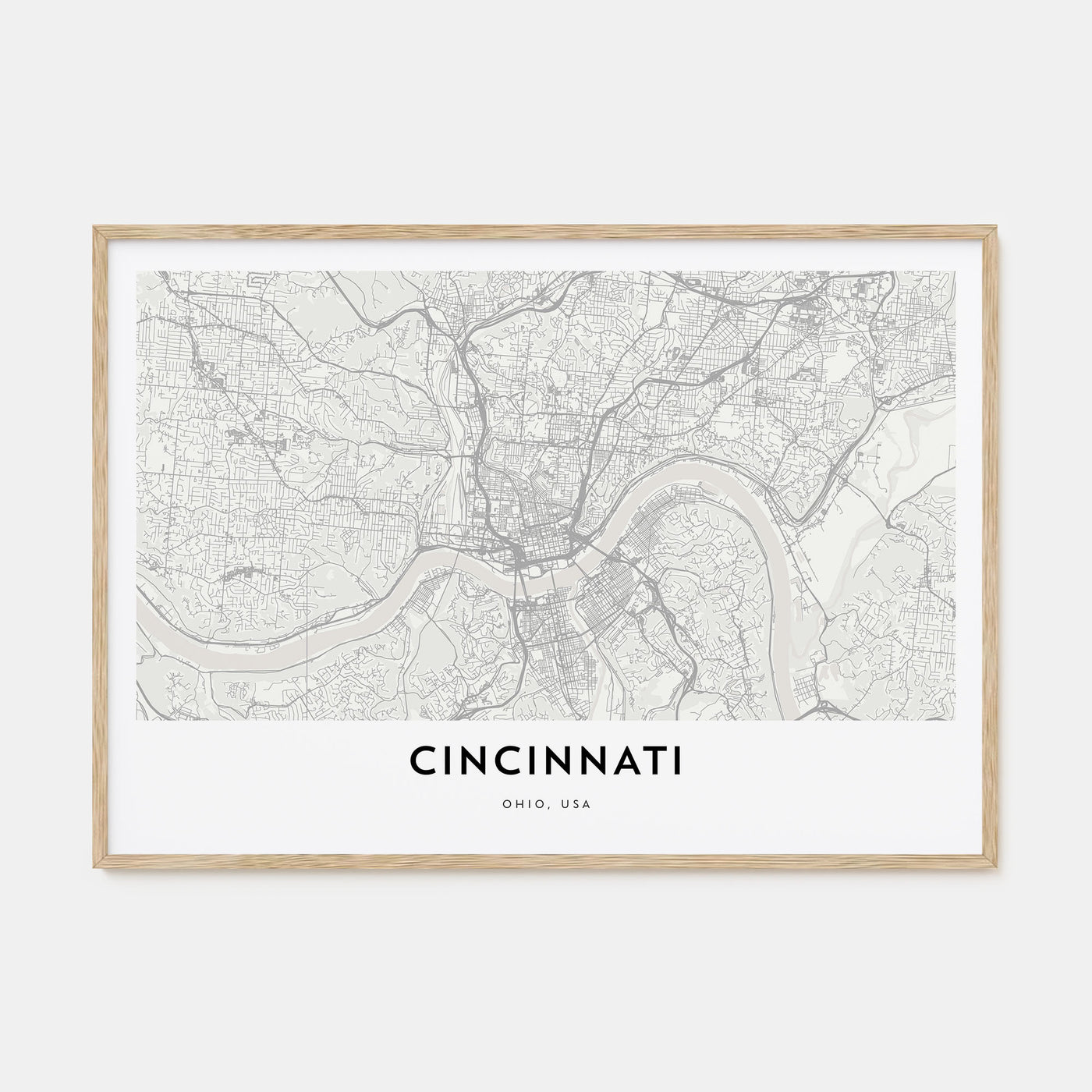 Cincinnati Map Landscape Poster