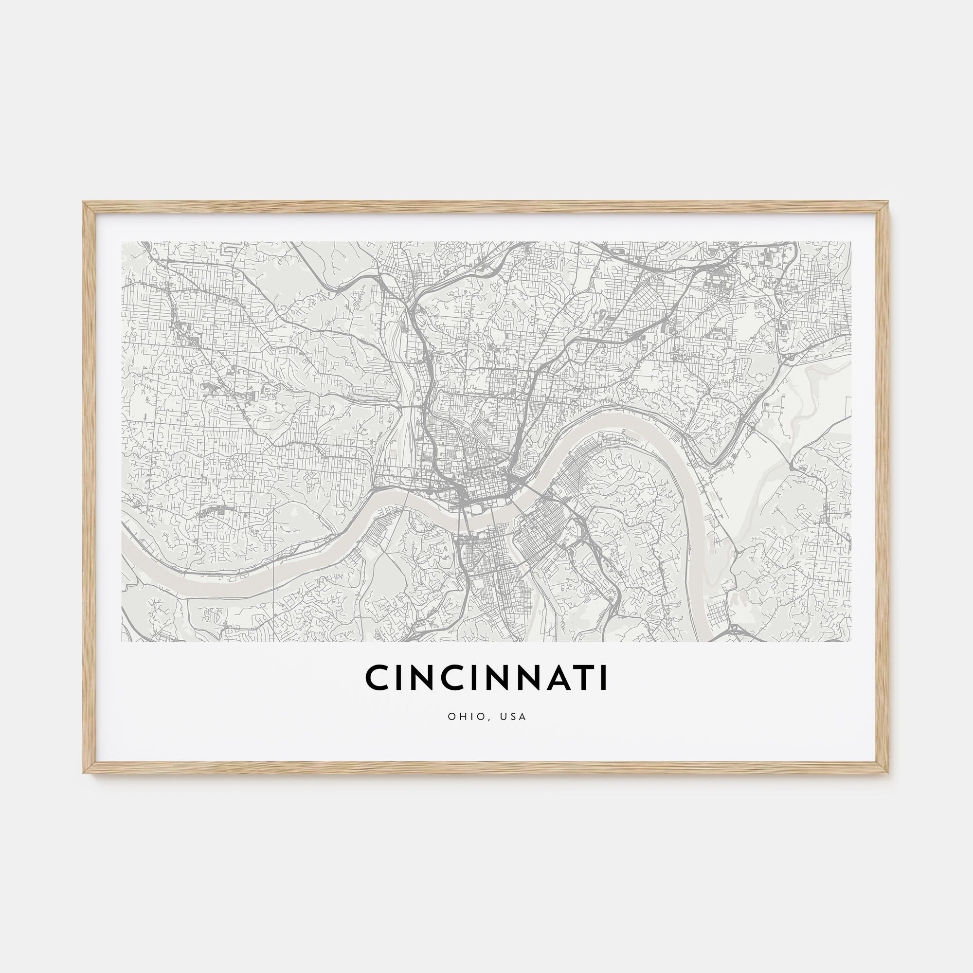 Cincinnati Map Landscape Poster
