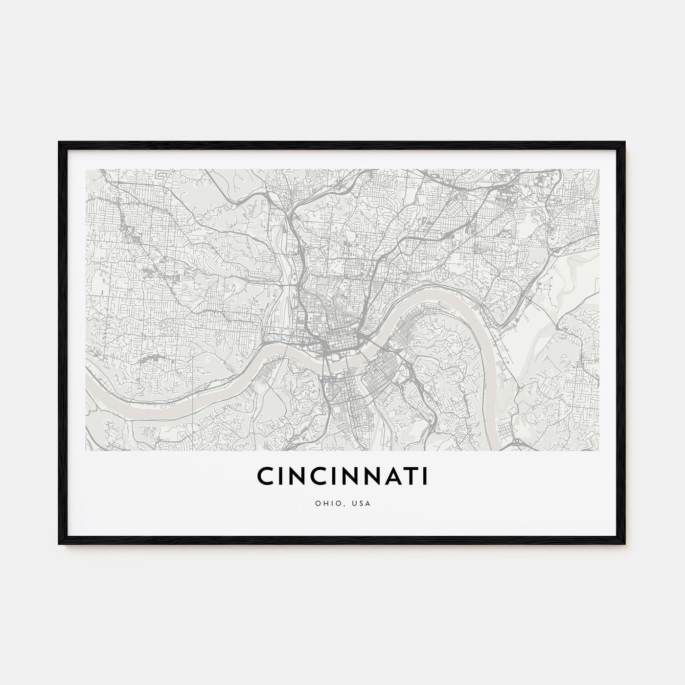 Cincinnati Map Landscape Poster