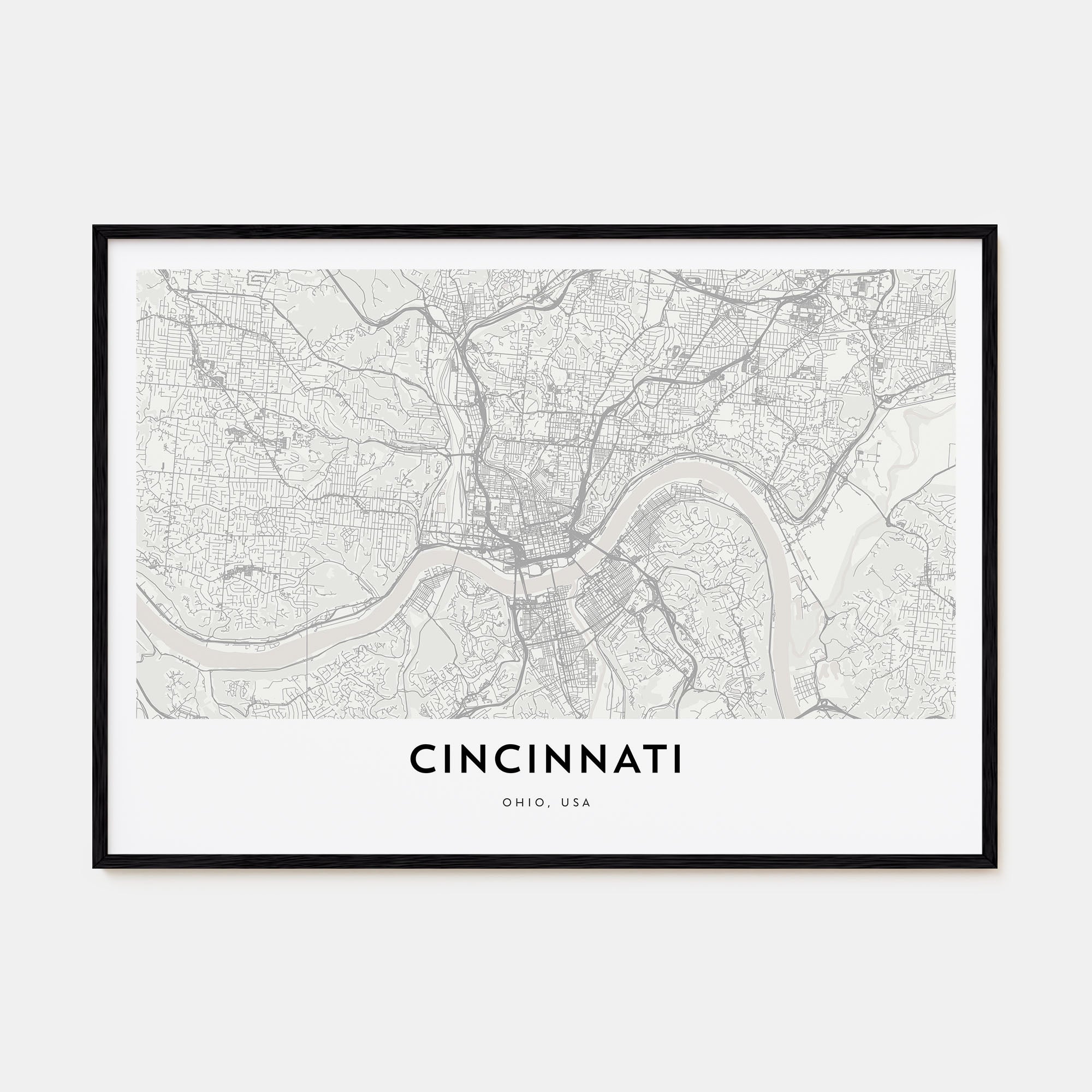 Cincinnati Map Landscape Poster