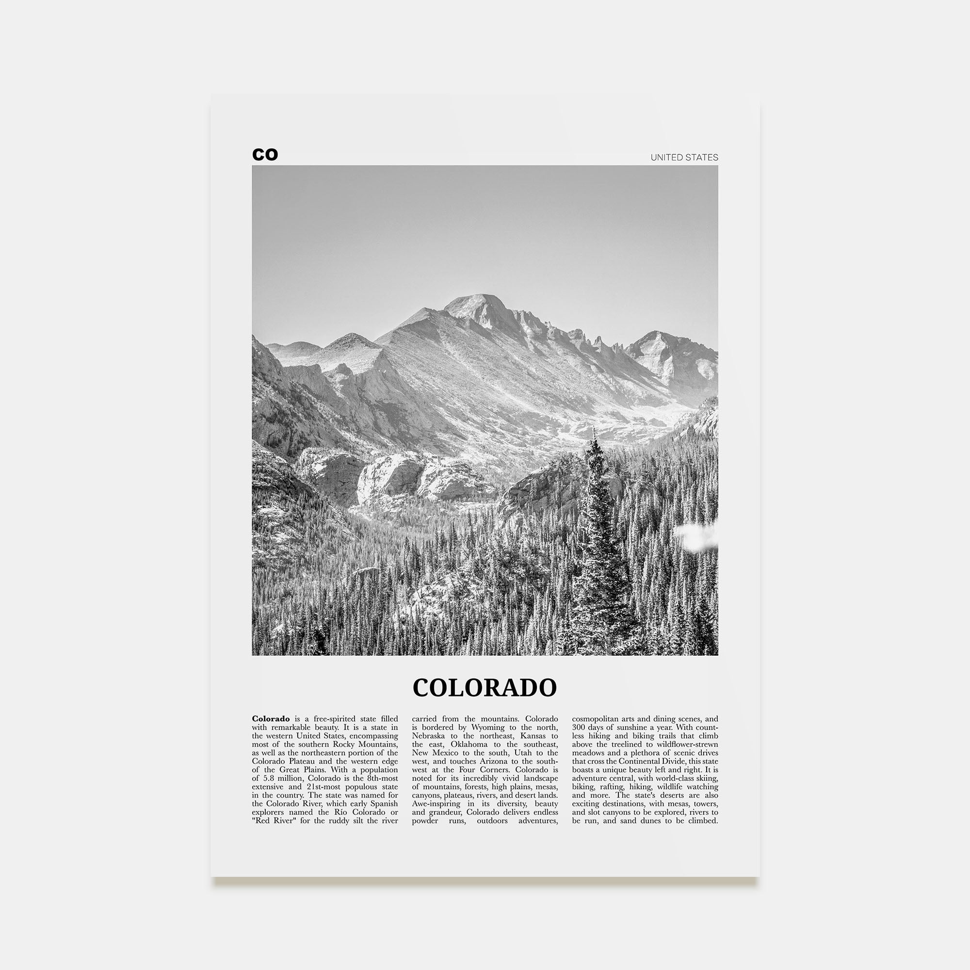 Colorado Travel B&W No 1 Poster