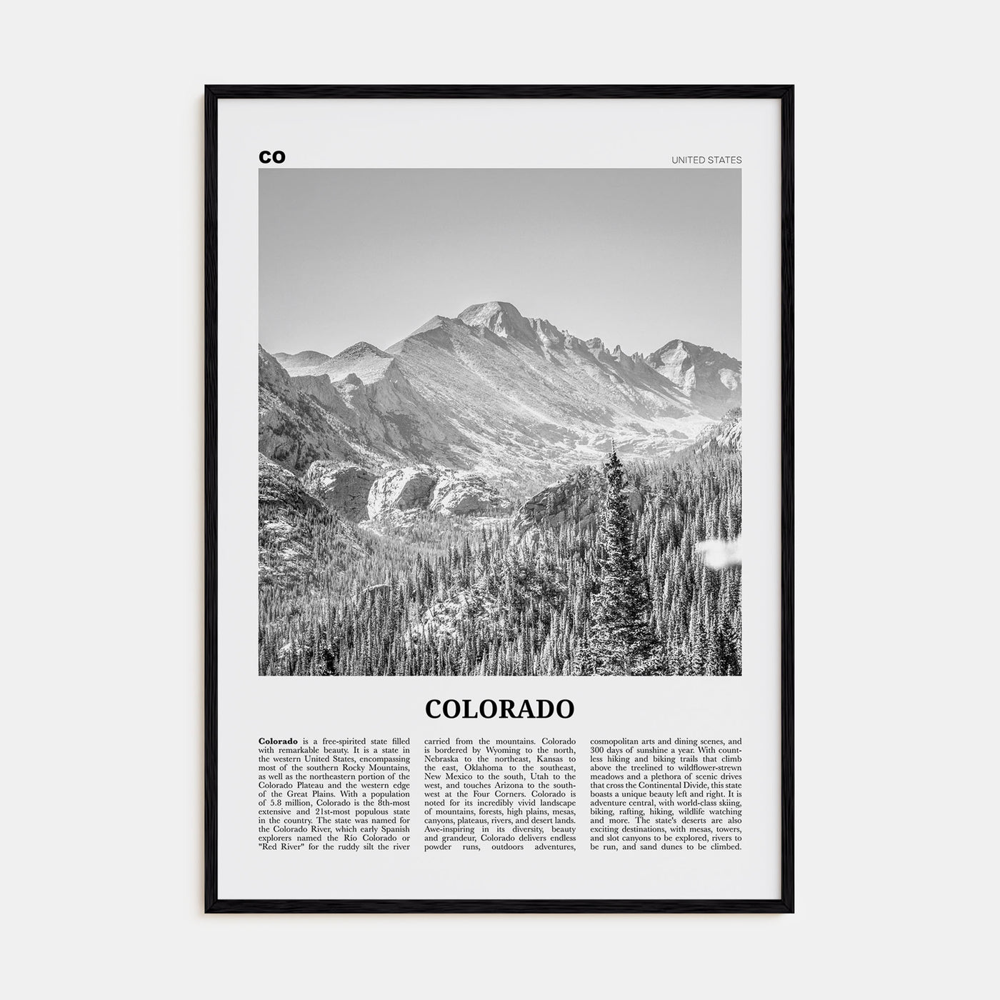 Colorado Travel B&W No 1 Poster