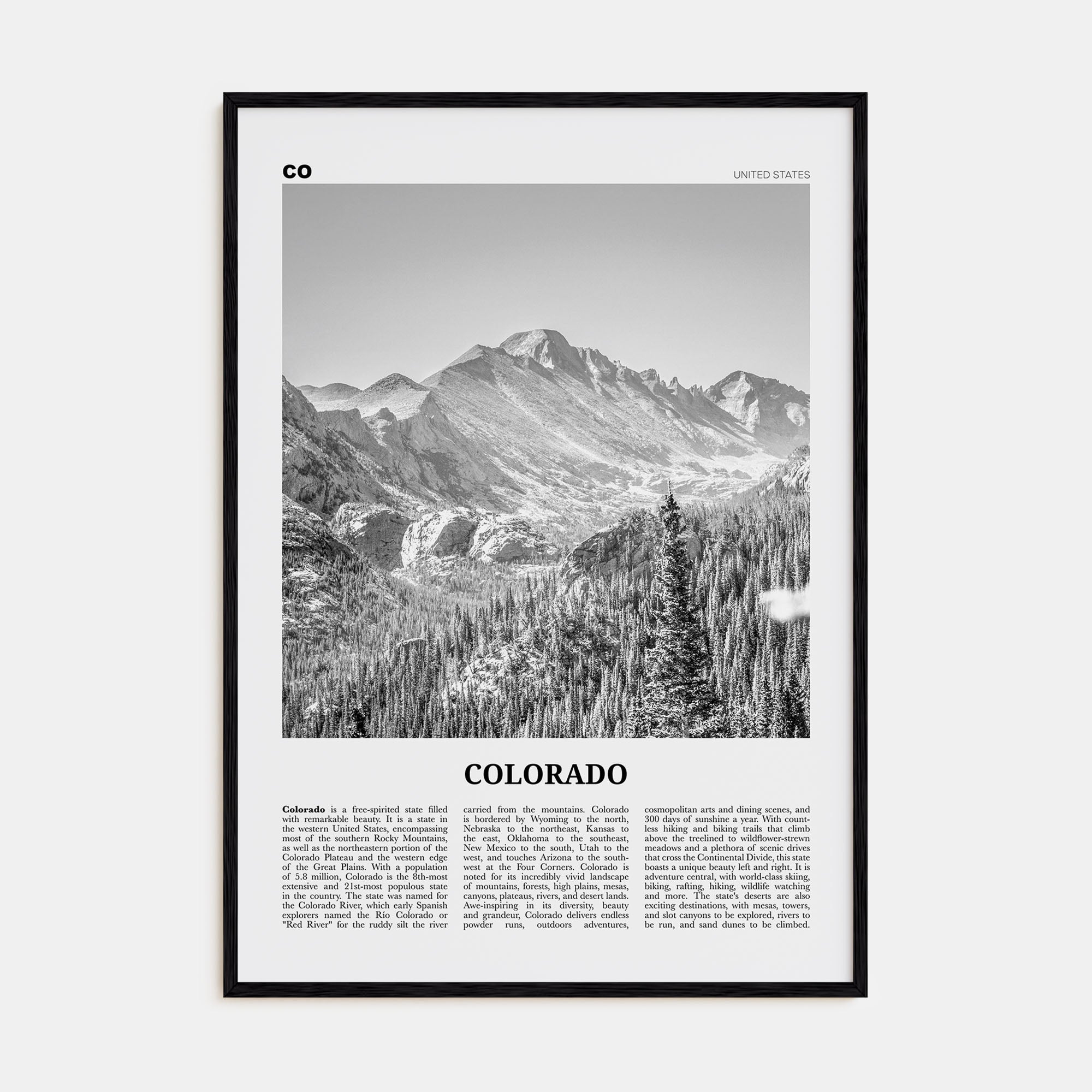 Colorado Travel B&W No 1 Poster