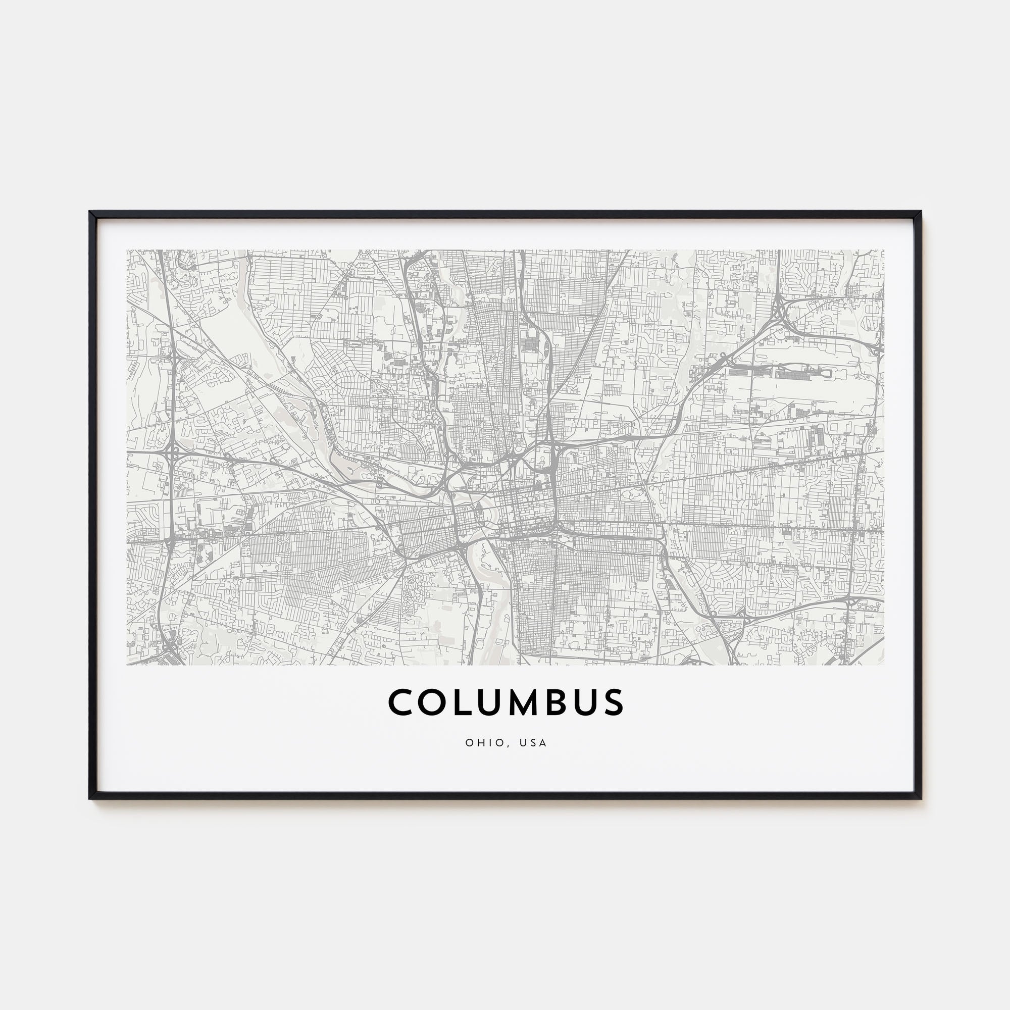 Columbus, Ohio Map Landscape Poster