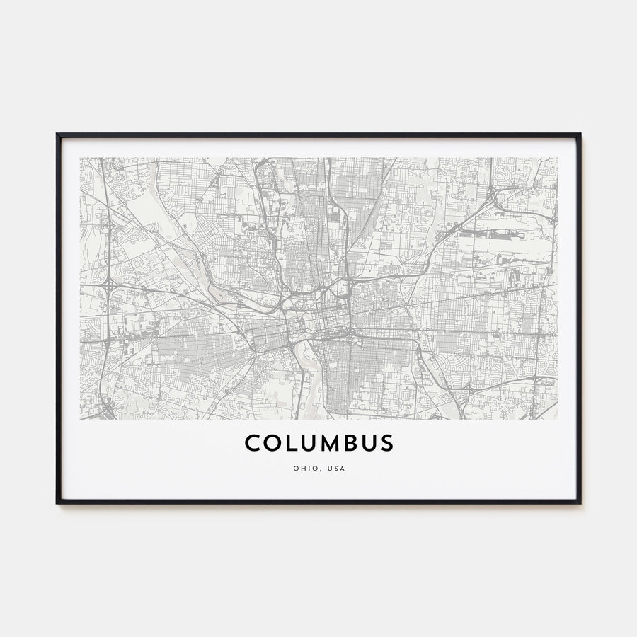 Columbus, Ohio Map Landscape Poster