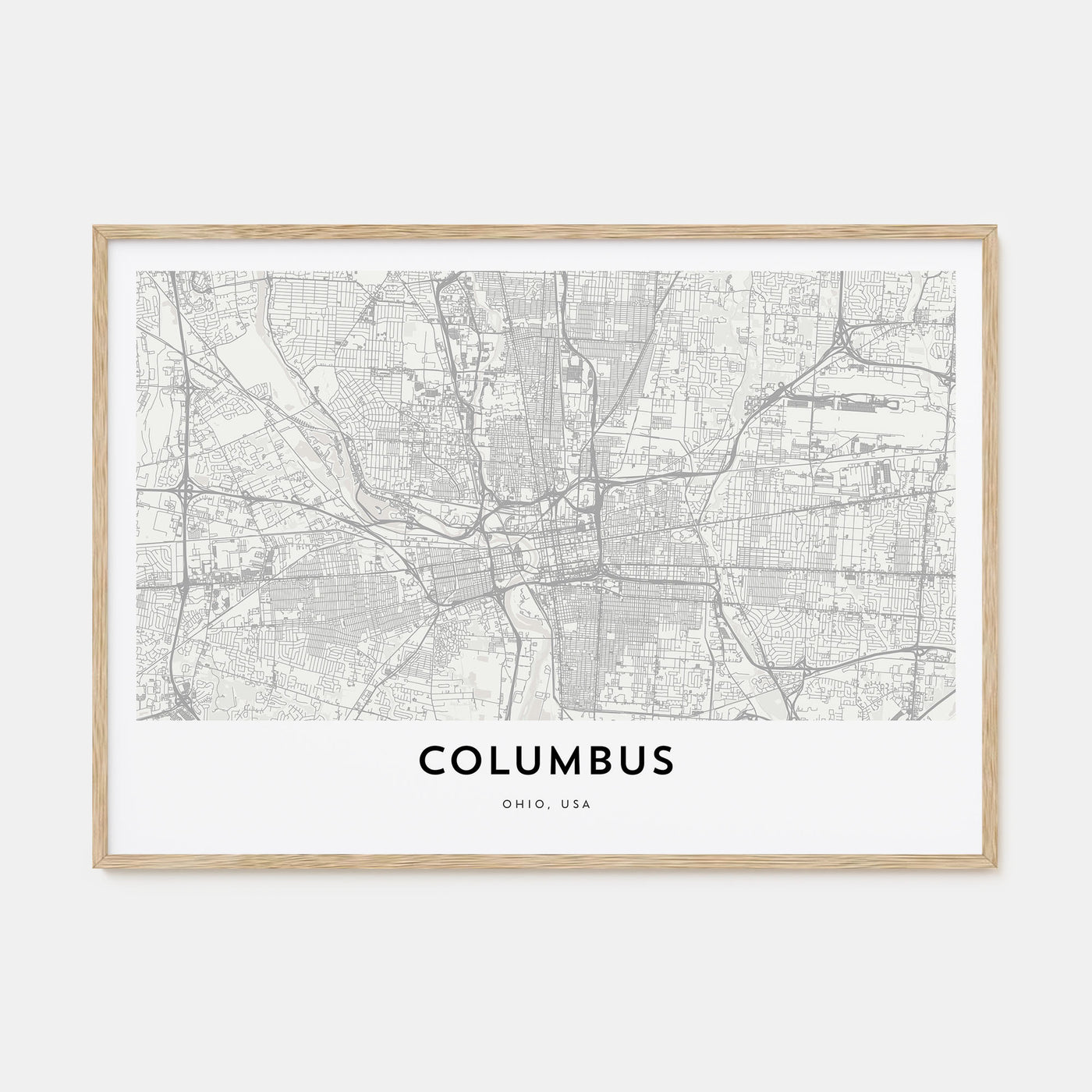 Columbus, Ohio Map Landscape Poster