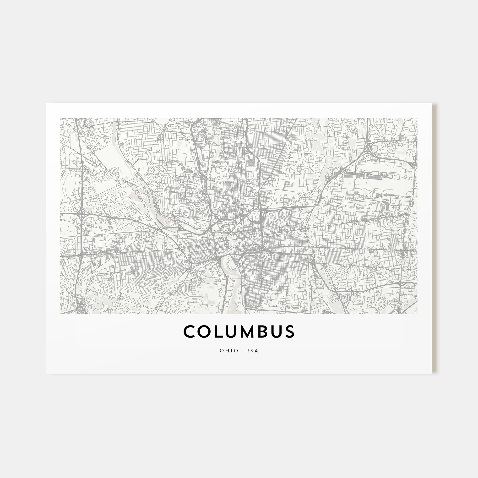 Columbus, Ohio Map Landscape Poster
