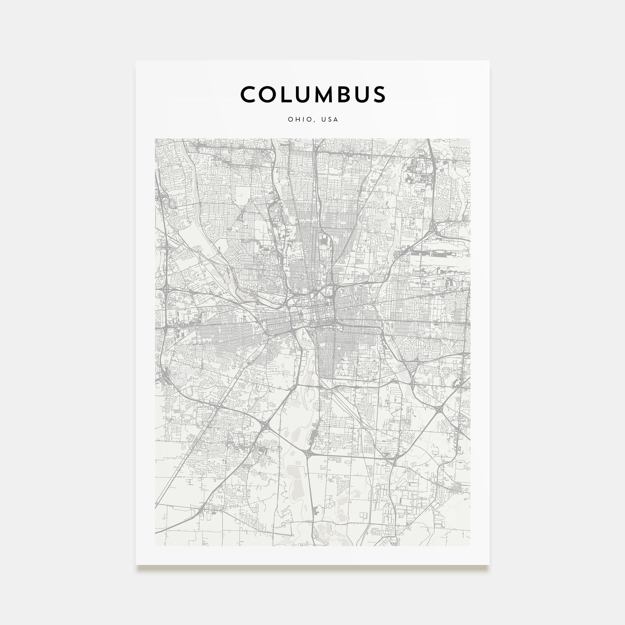 Columbus, Ohio Map Portrait Poster