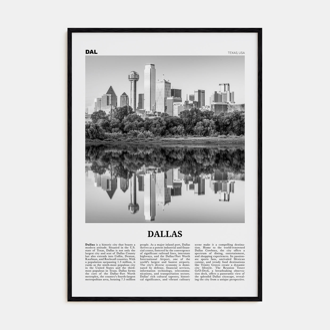 Dallas Travel B&W No 1 Poster