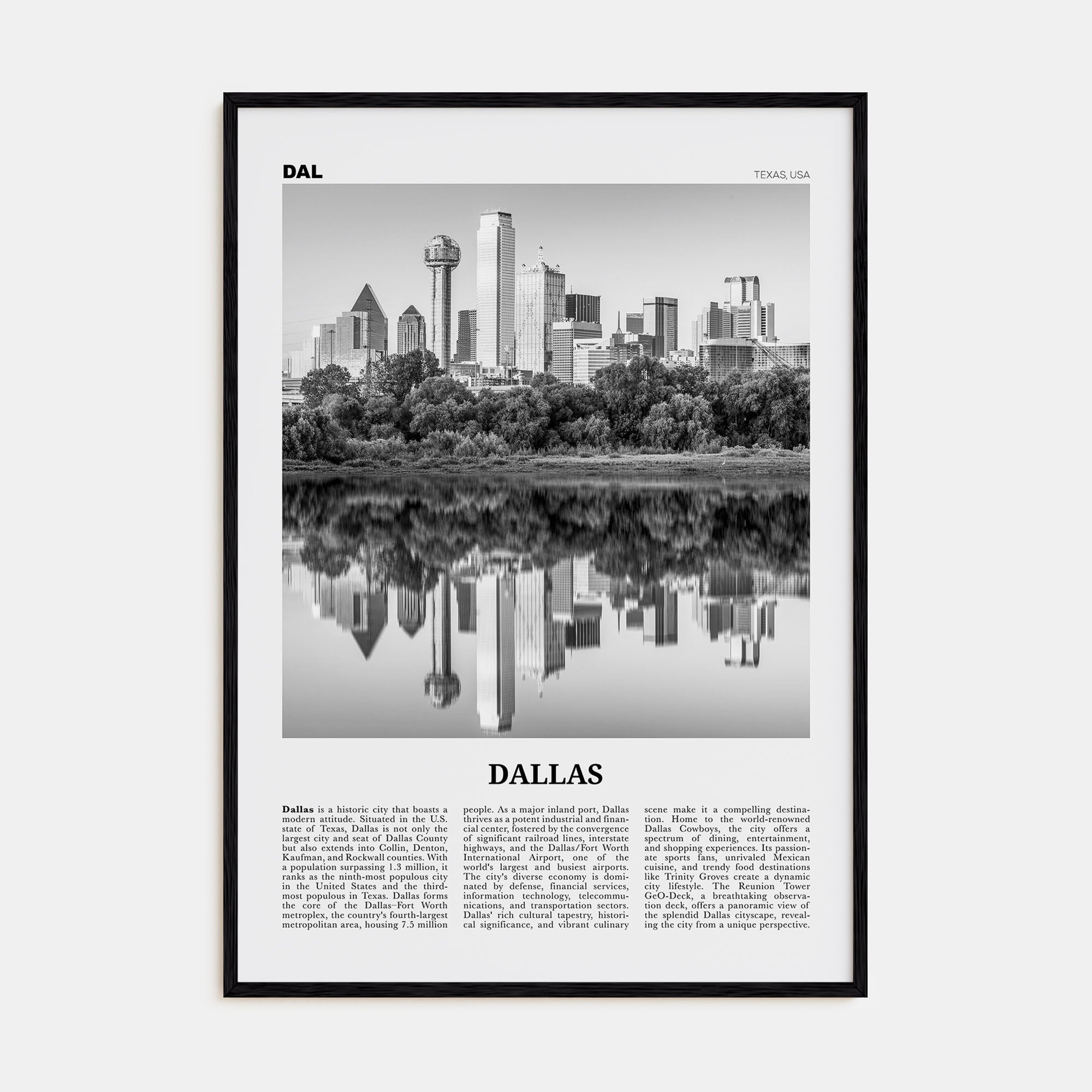 Dallas Travel B&W No 1 Poster