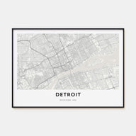 Detroit Map Landscape Poster