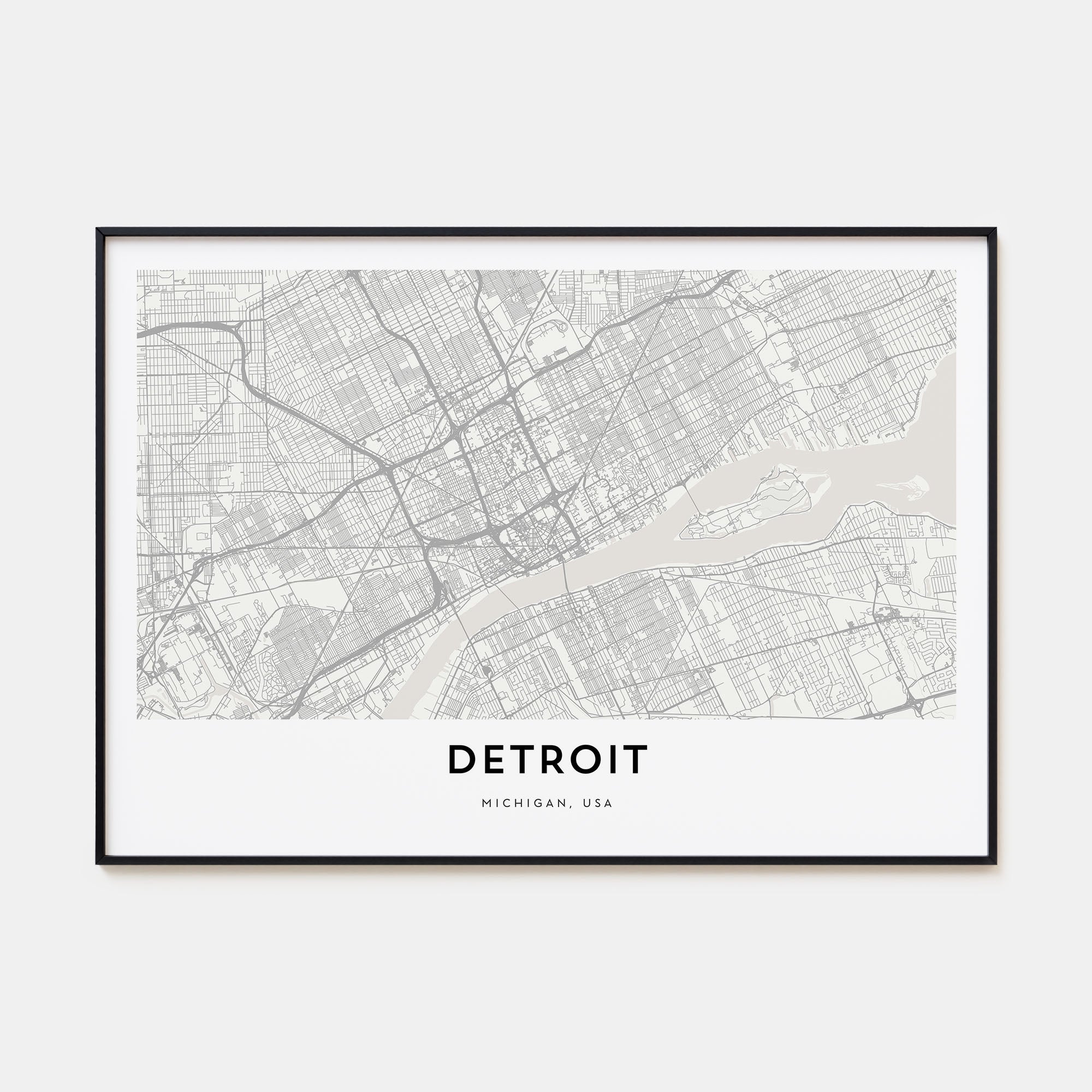 Detroit Map Landscape Poster