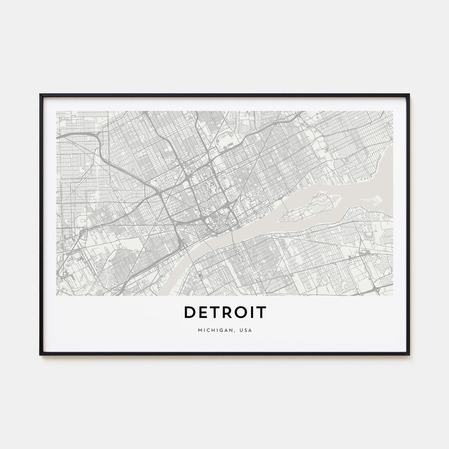 Detroit Map Landscape Poster
