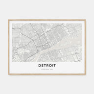 Detroit Map Landscape Poster