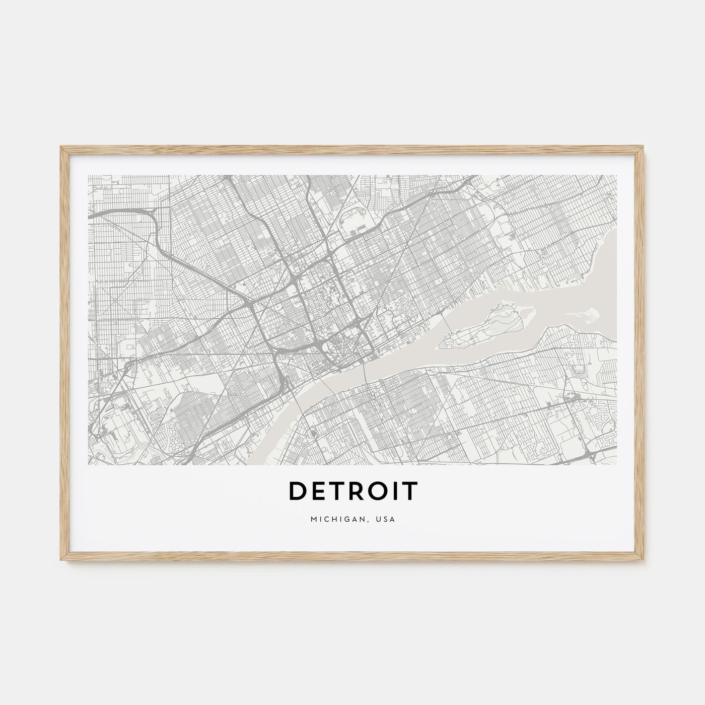 Detroit Map Landscape Poster