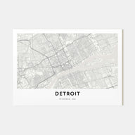Detroit Map Landscape Poster
