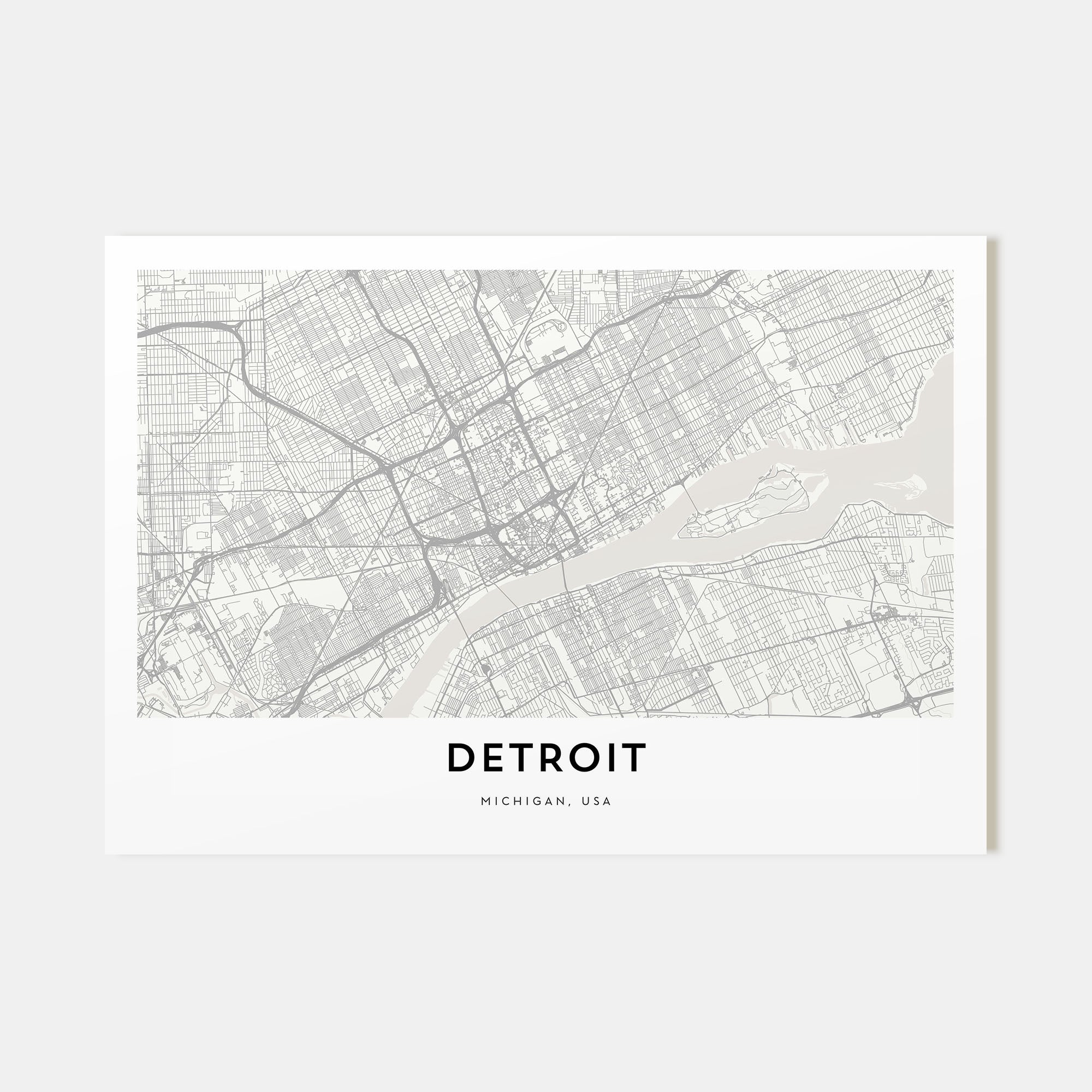 Detroit Map Landscape Poster
