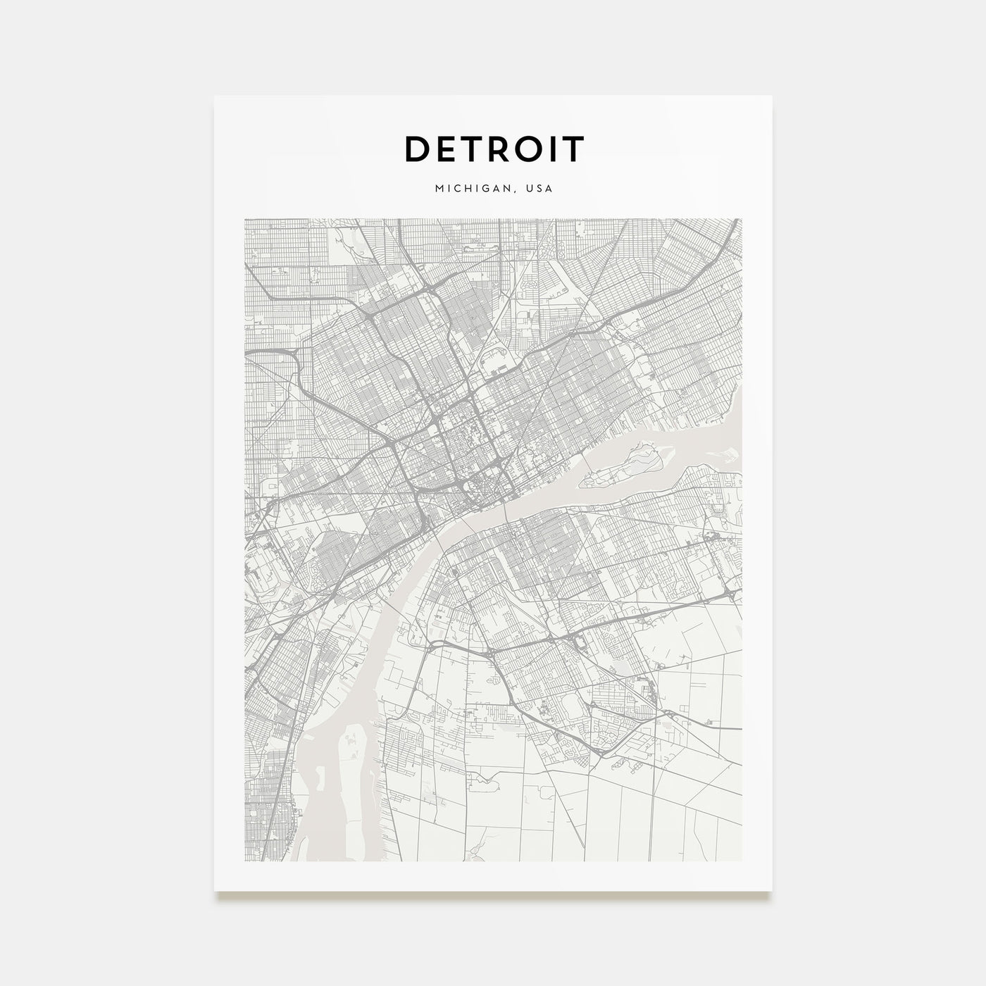 Detroit Map Portrait Poster