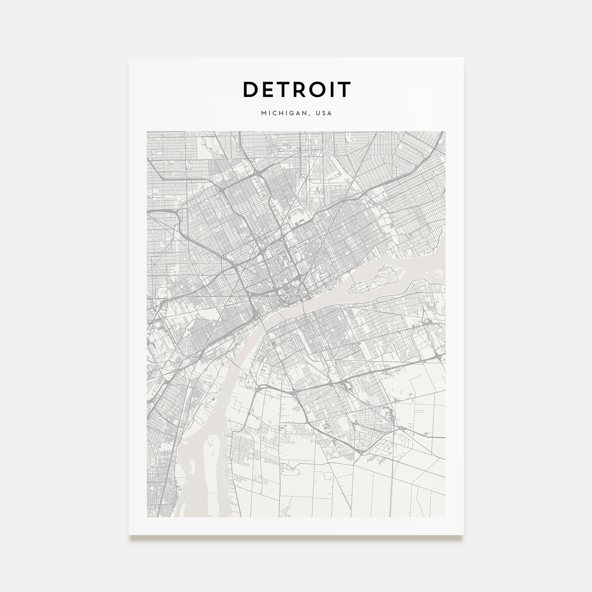 Detroit Map Portrait Poster