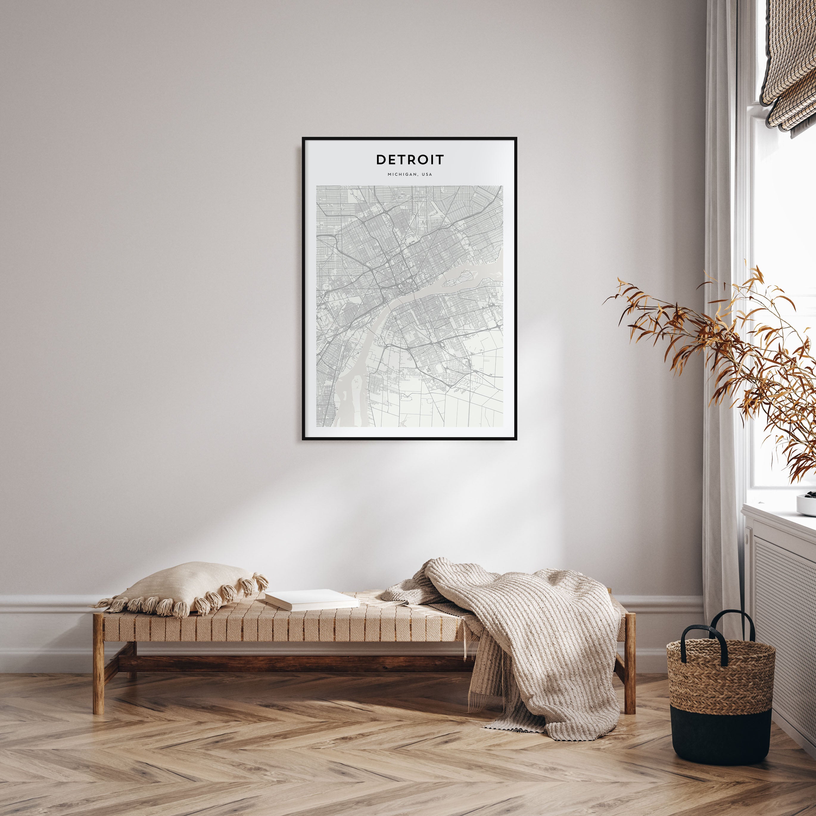Detroit Map Portrait Poster