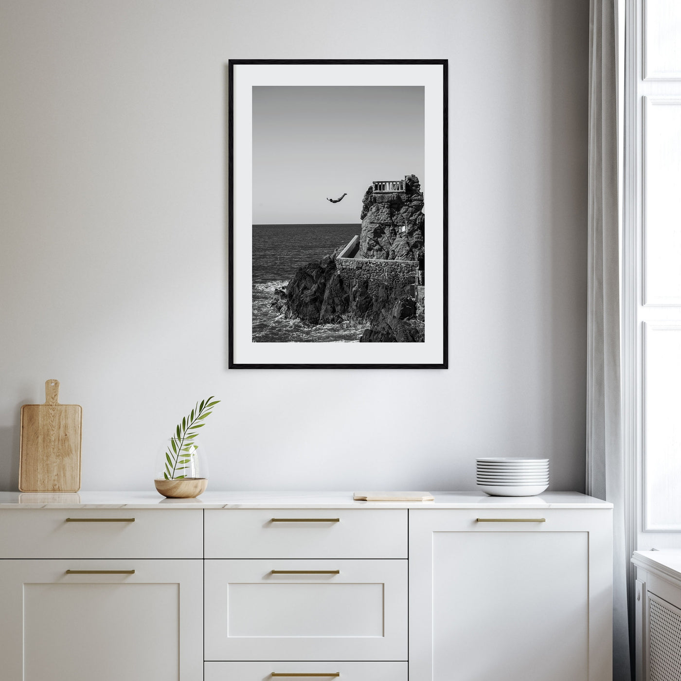 Diving Photo B&W Poster