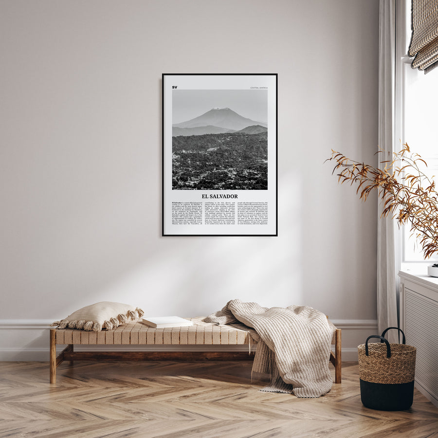 El Salvador Travel B&W No 1 Poster