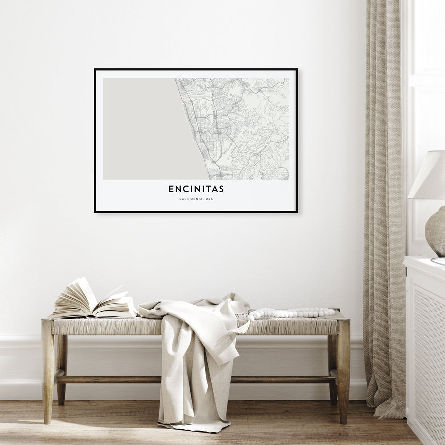 Encinitas Map Landscape Poster