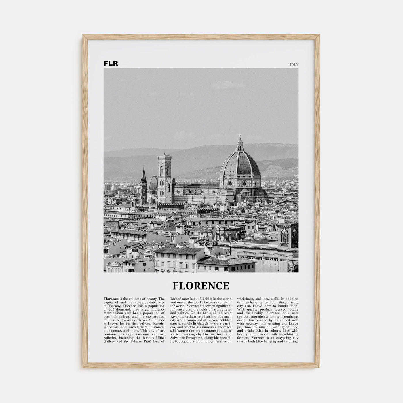 Florence Travel B&W No 1 Poster