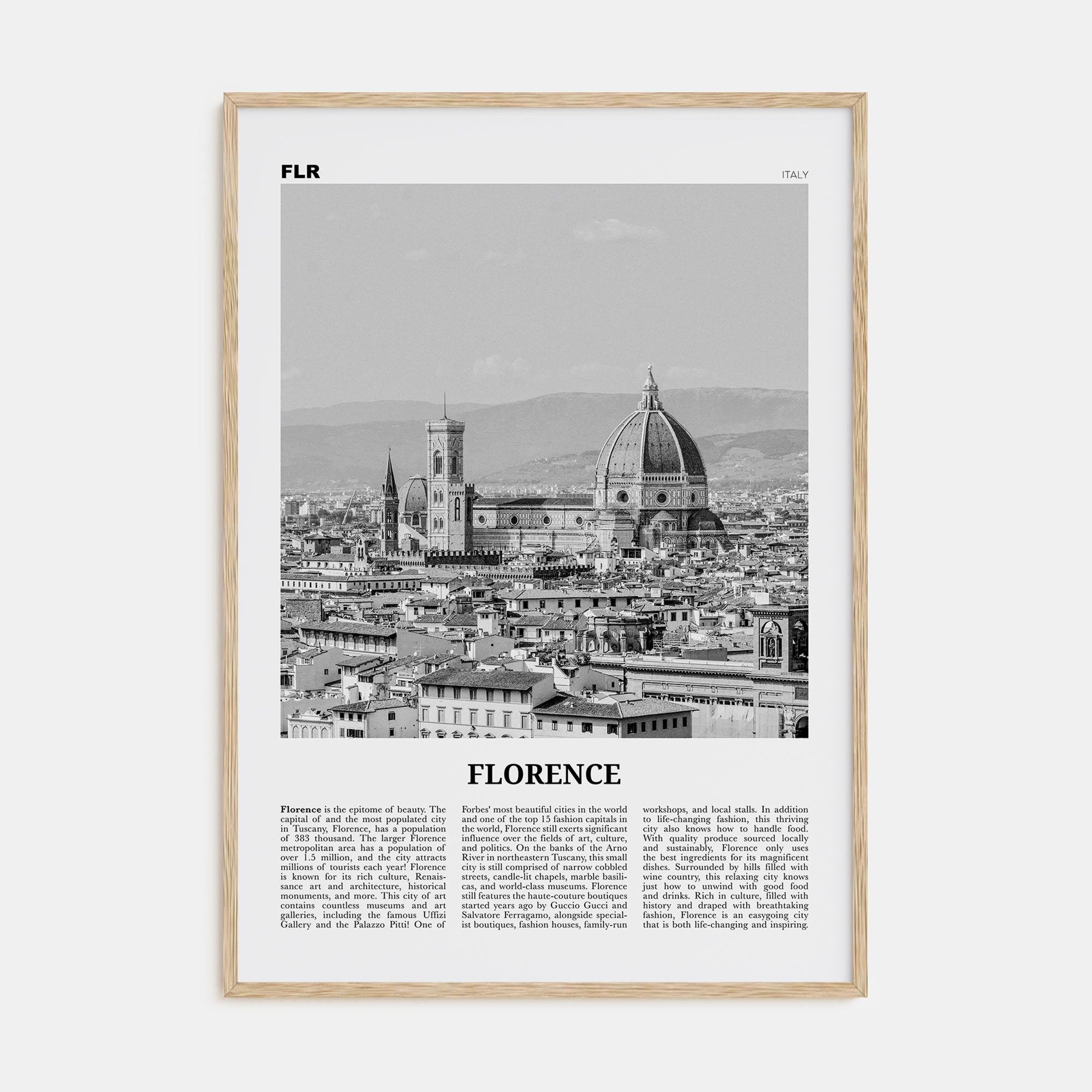 Florence Travel B&W No 1 Poster