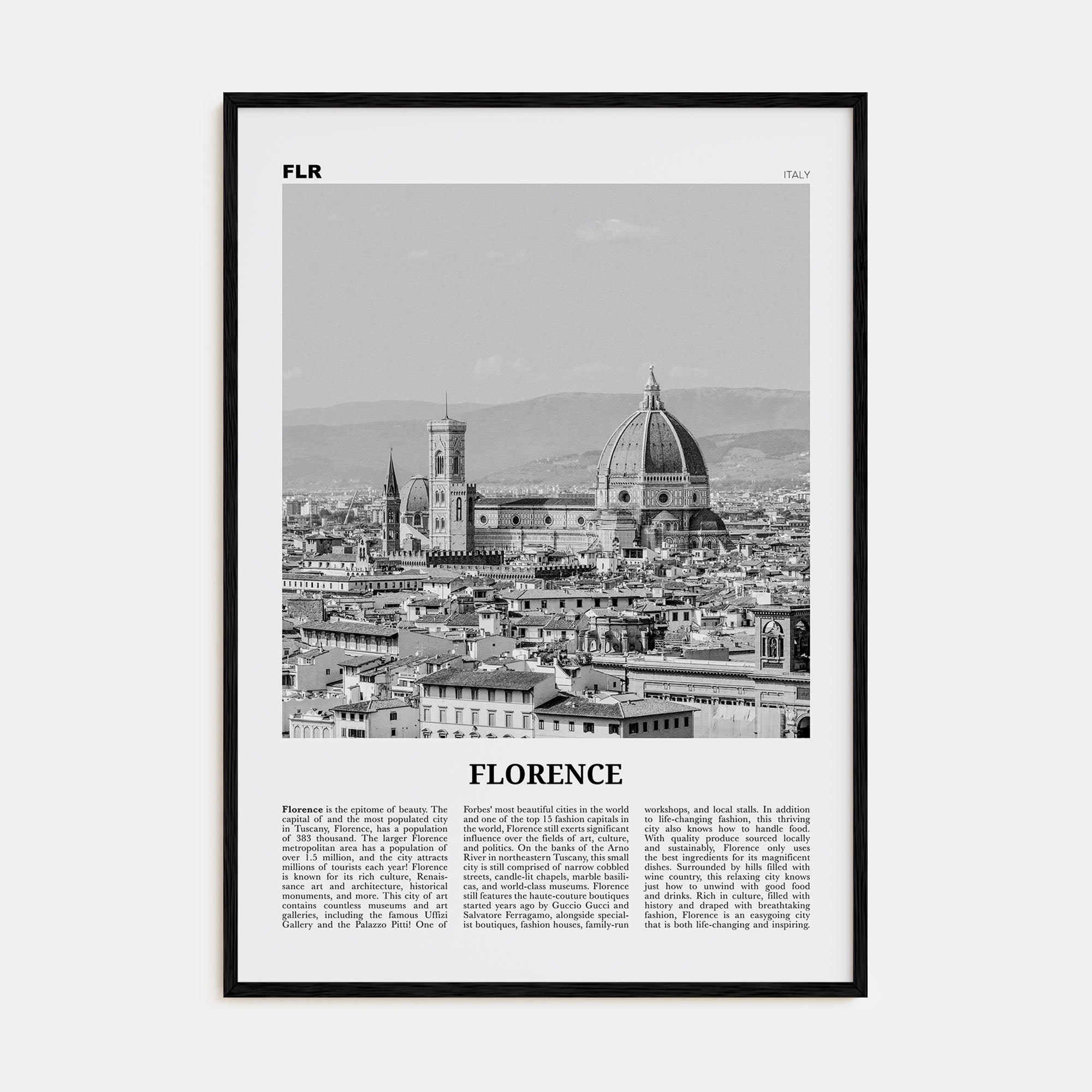 Florence Travel B&W No 1 Poster