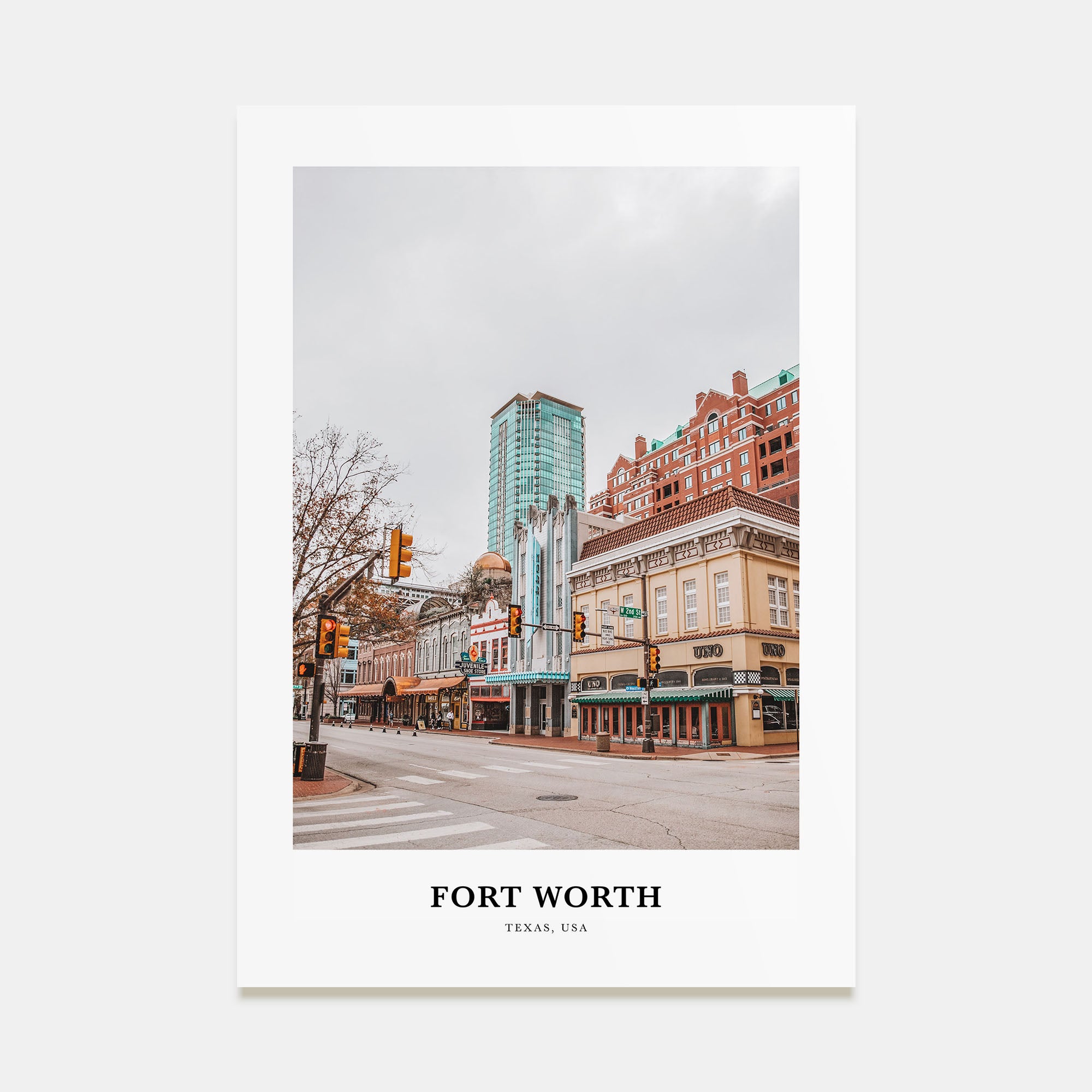 Fort Worth Portrait Color No 1 Poster