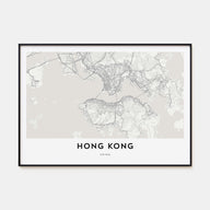 Hong Kong Map Landscape Poster