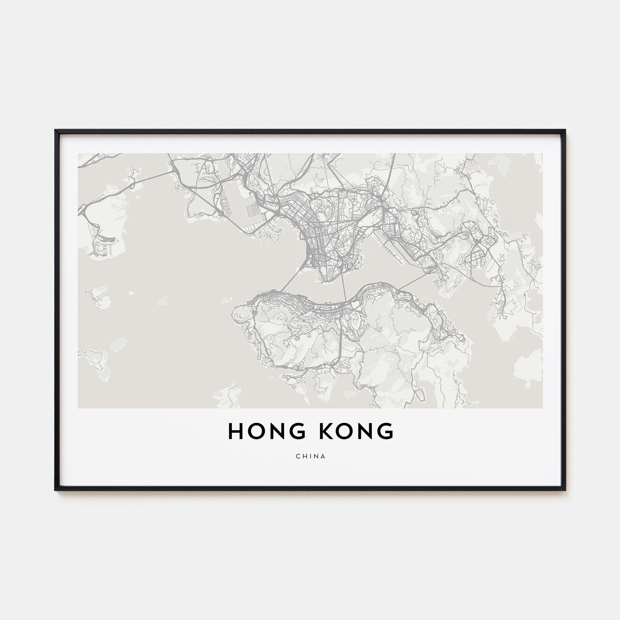Hong Kong Map Landscape Poster
