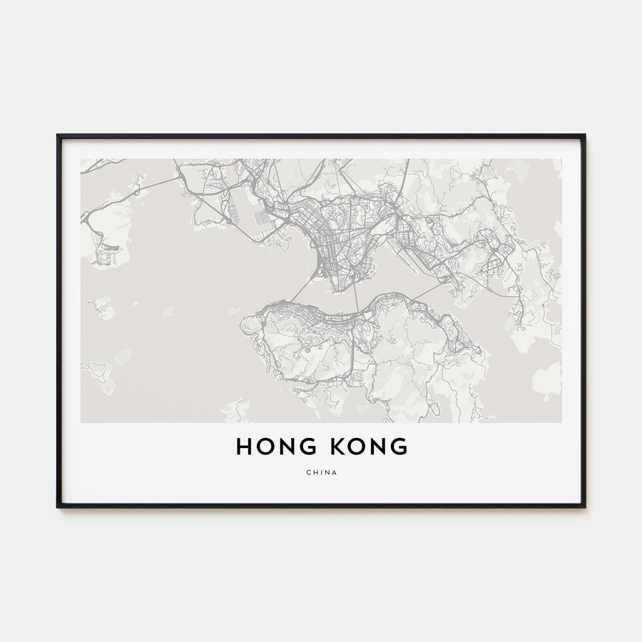 Hong Kong Map Landscape Poster
