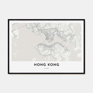 Hong Kong Map Landscape Poster