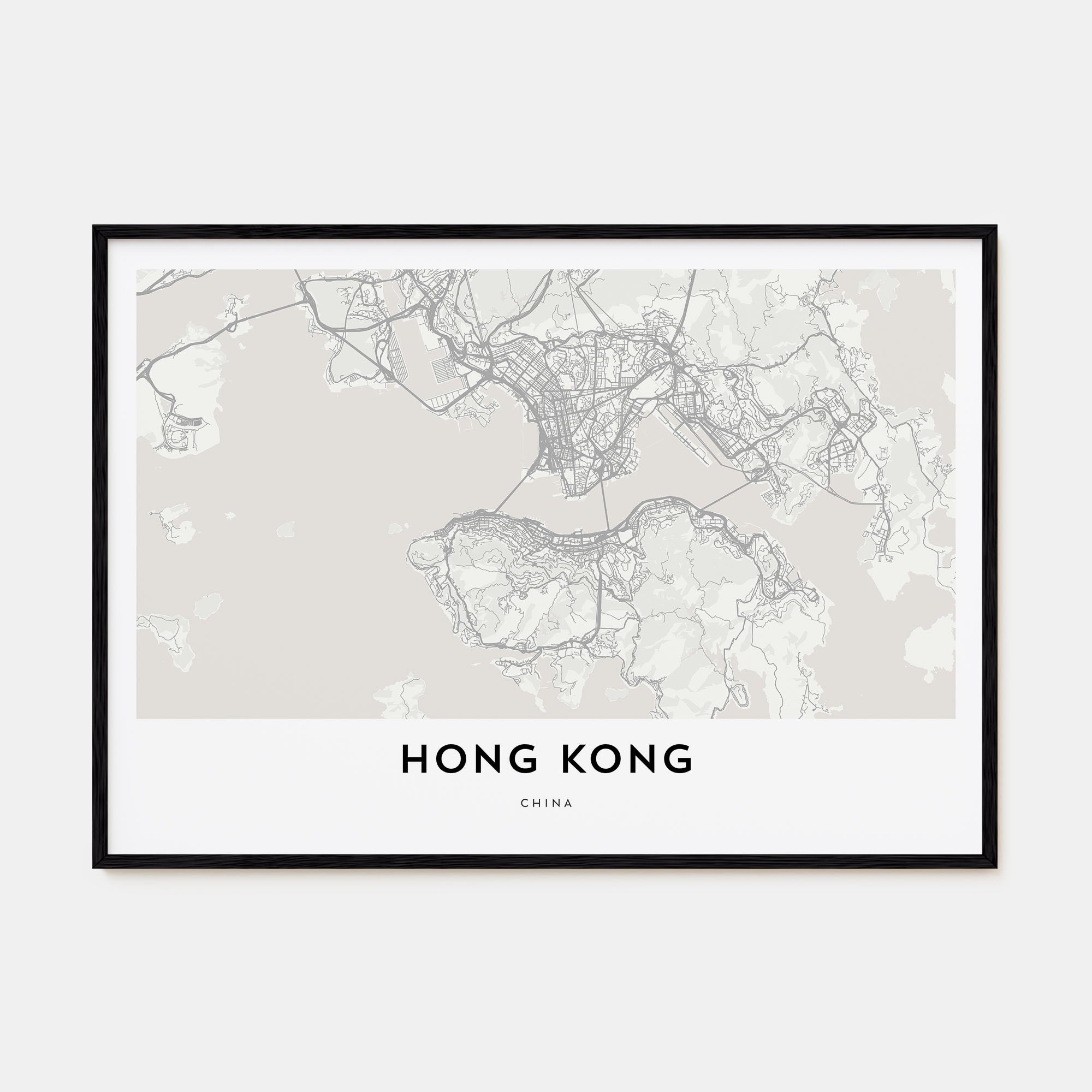 Hong Kong Map Landscape Poster