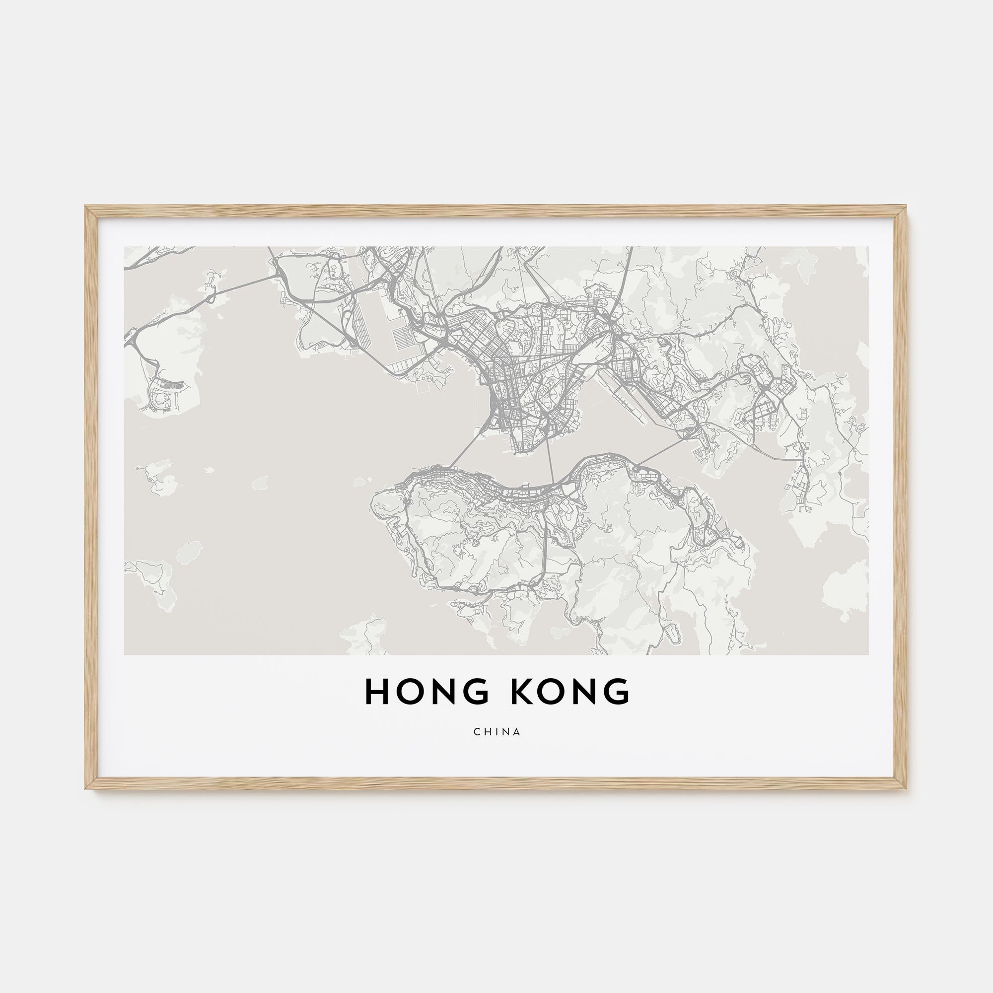 Hong Kong Map Landscape Poster