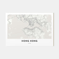 Hong Kong Map Landscape Poster