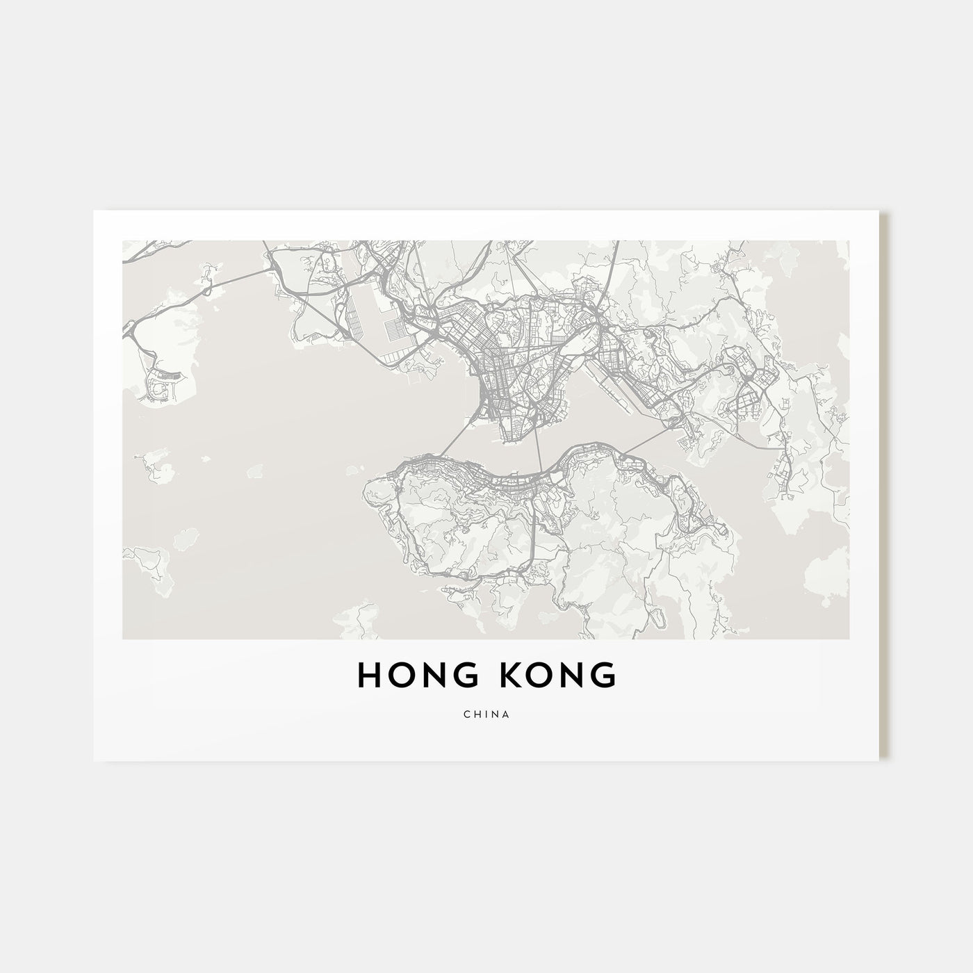 Hong Kong Map Landscape Poster