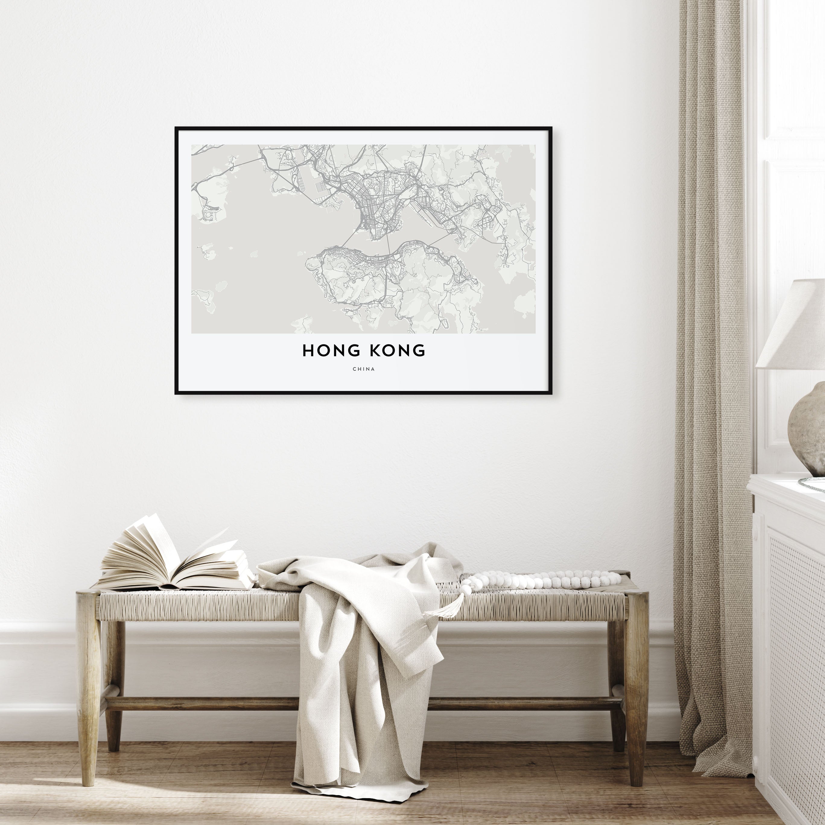 Hong Kong Map Landscape Poster