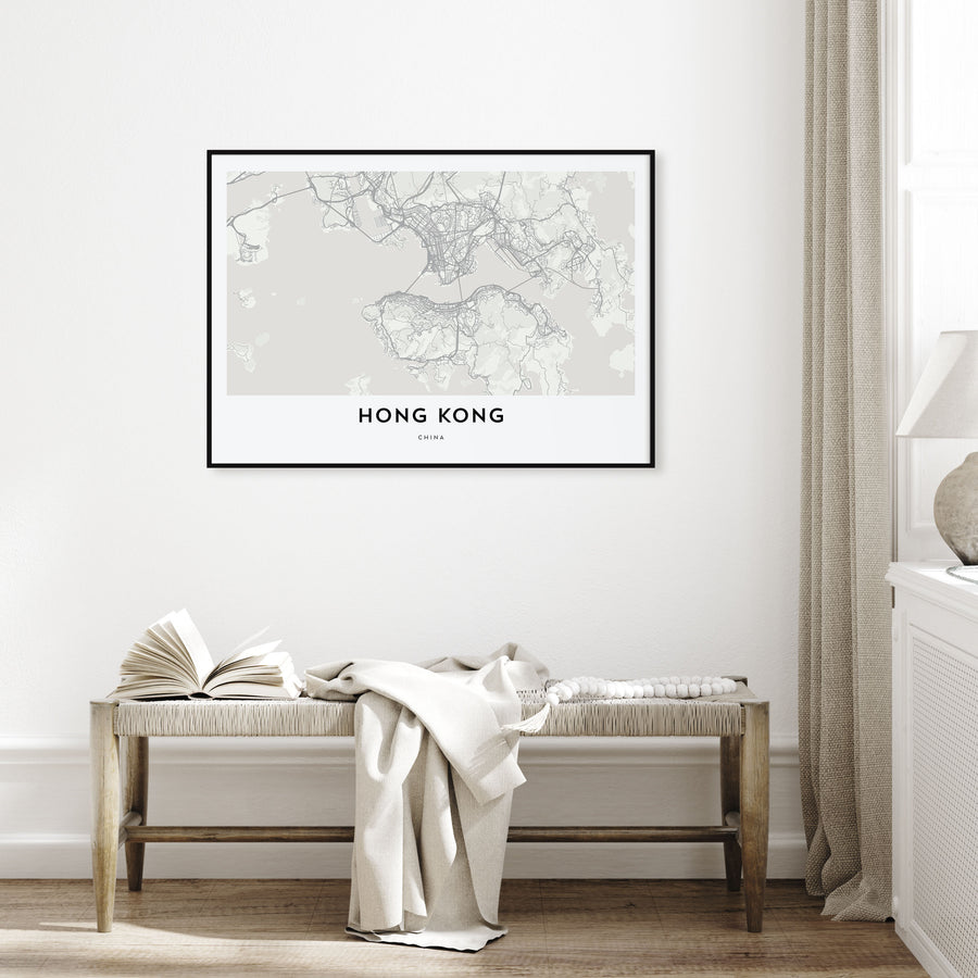 Hong Kong Map Landscape Poster