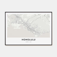 Honolulu Map Landscape Poster