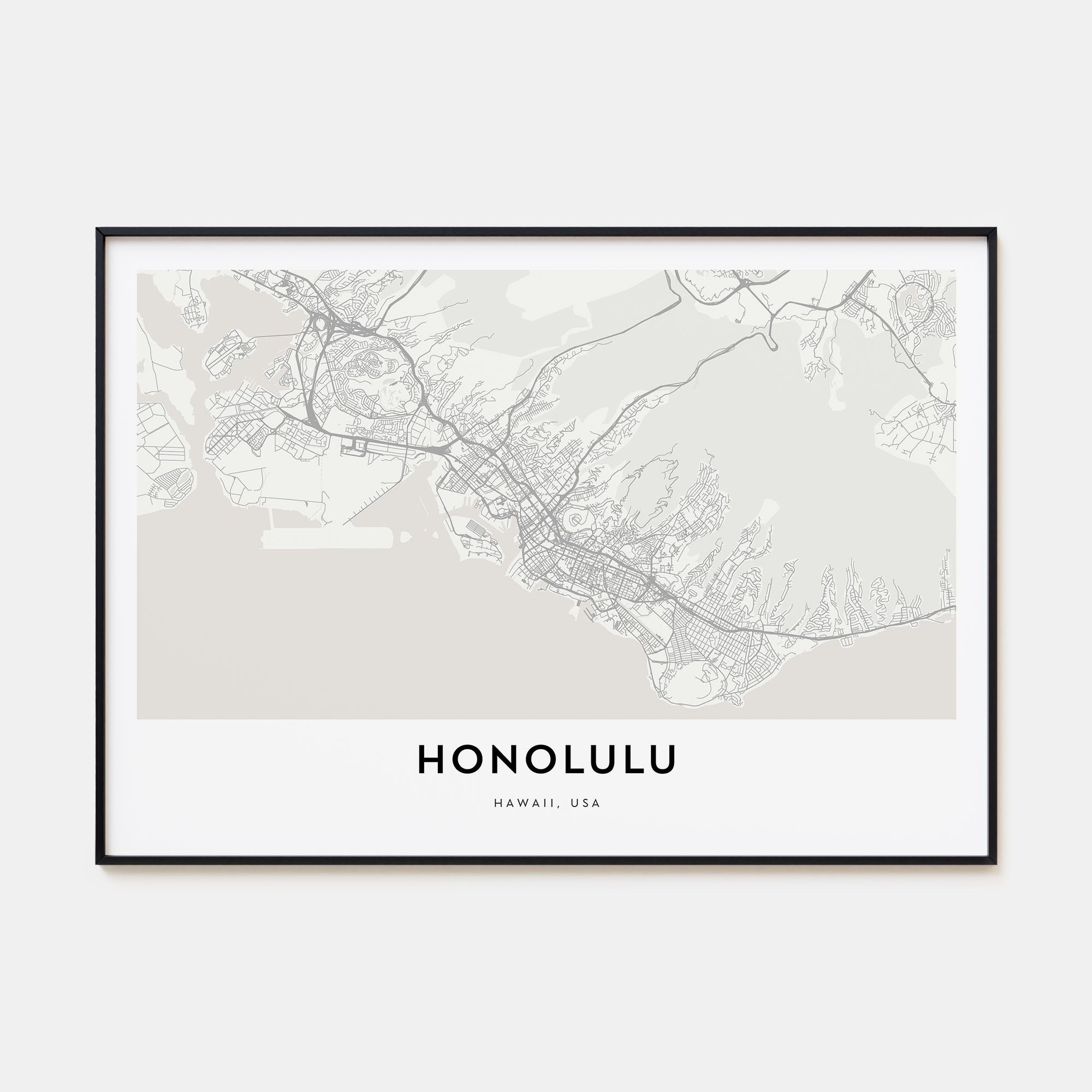 Honolulu Map Landscape Poster