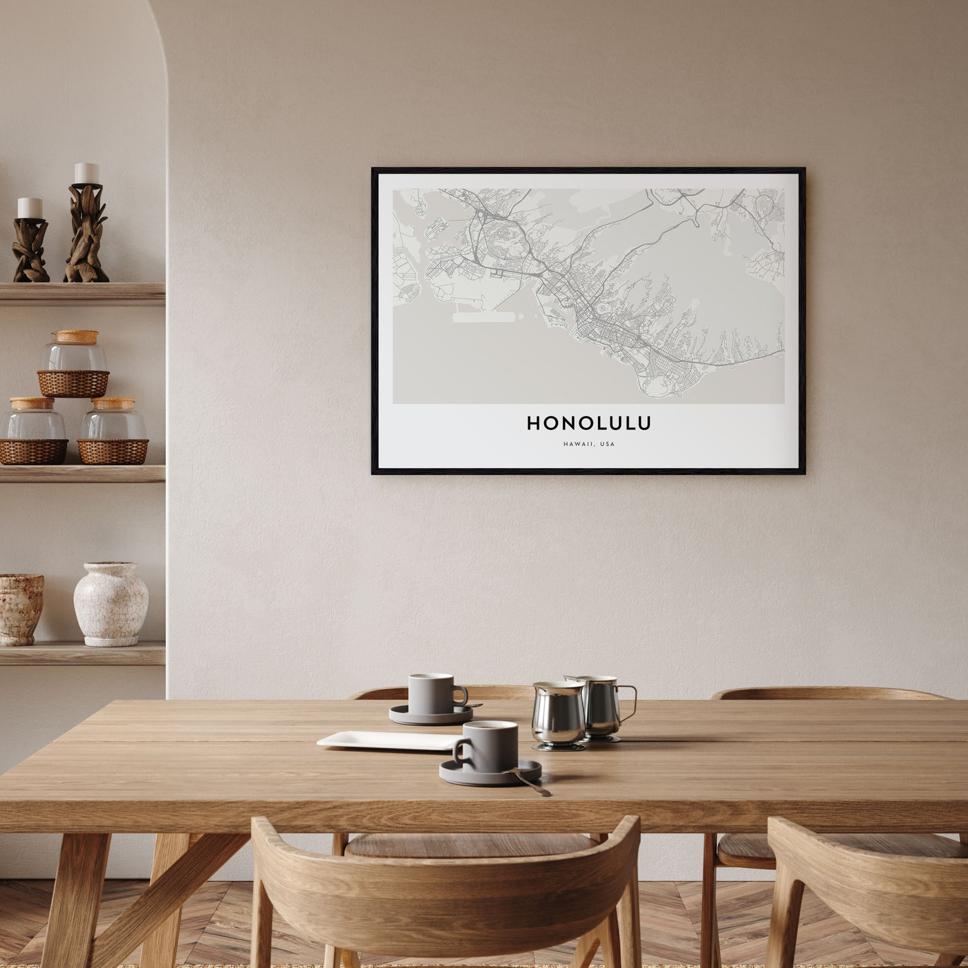 Honolulu Map Landscape Poster