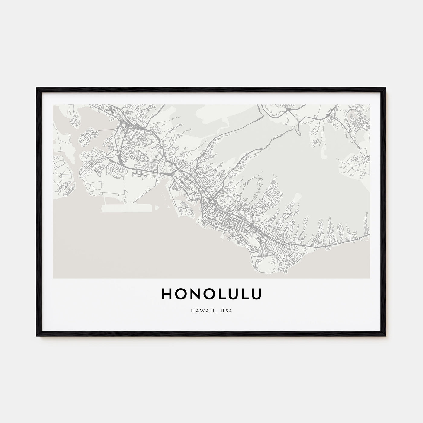 Honolulu Map Landscape Poster