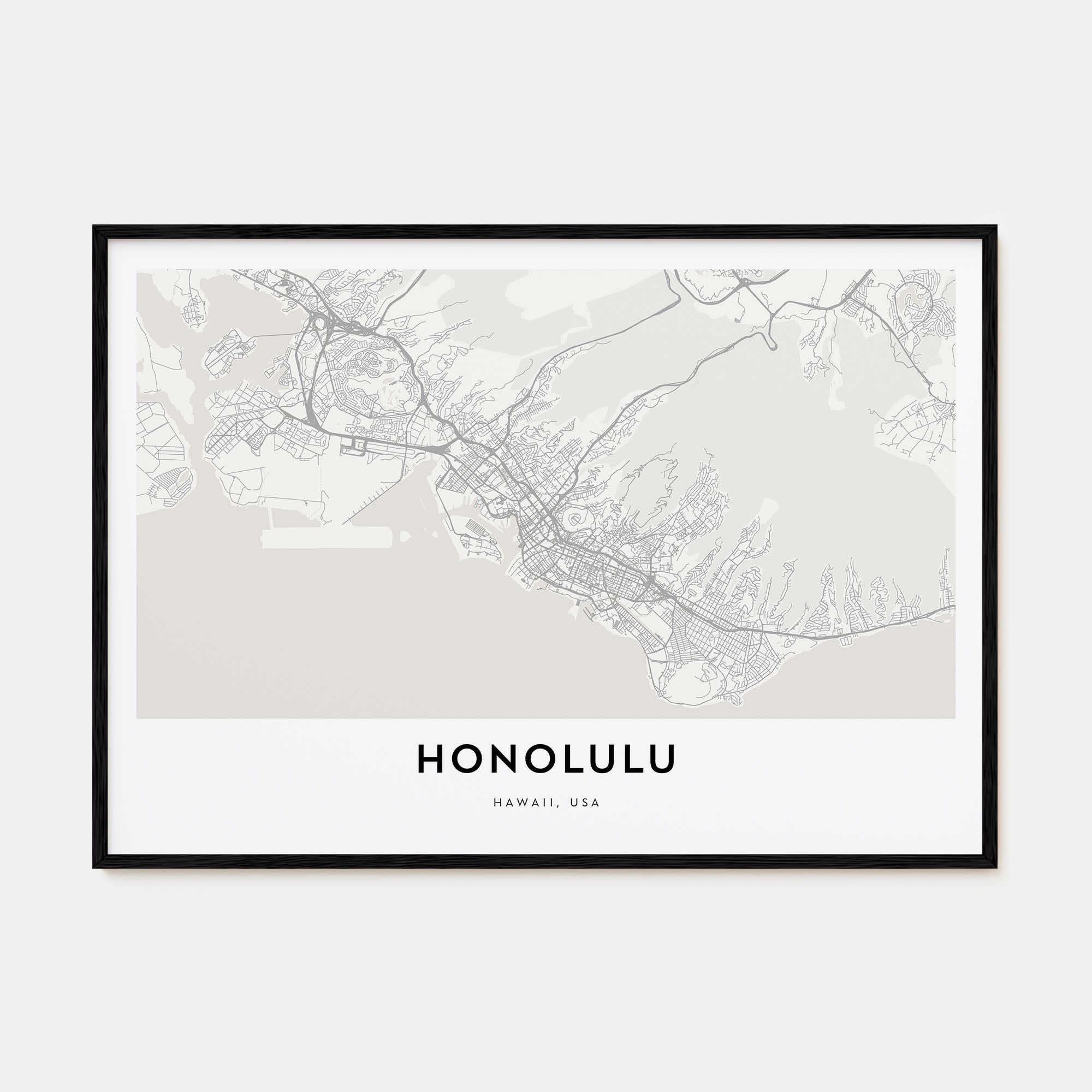 Honolulu Map Landscape Poster