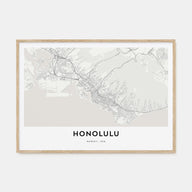 Honolulu Map Landscape Poster